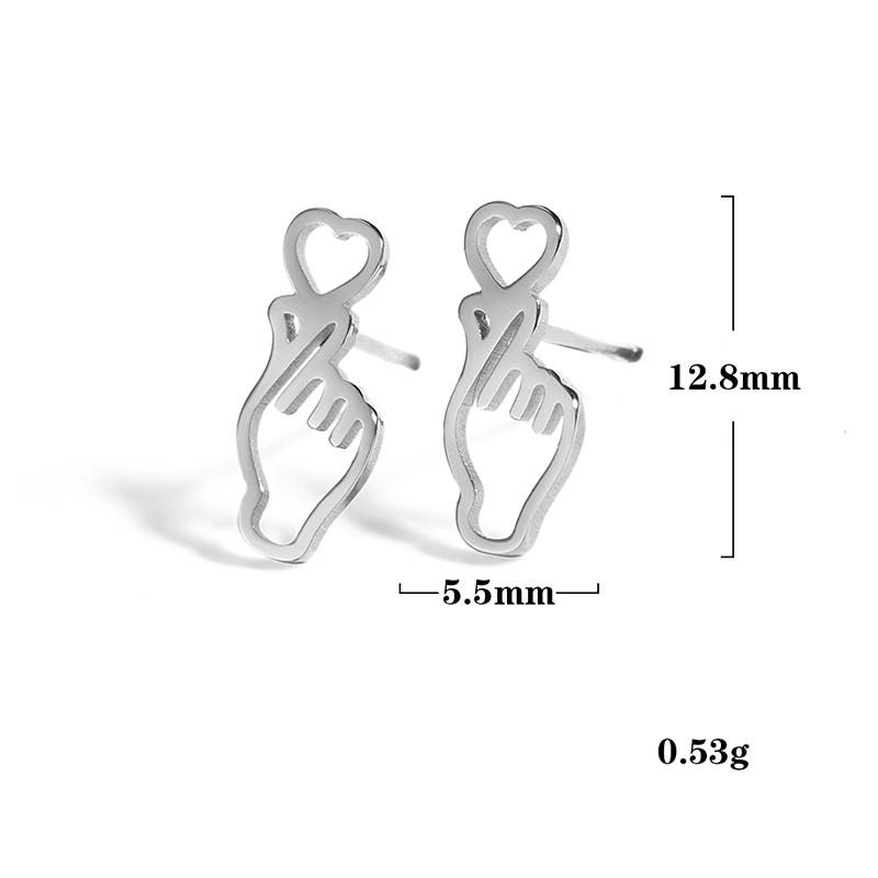 Teamer Korean Fashion Earrings Trendy 2026 Stainless Steel Stud Earrings for Women Pentagram Heart Cross Moon Minimalist Jewelry