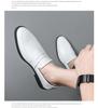 Men's European & American Large Size Color Block Slip-On White Leather Loafers, Korean Style Casual Shoes
