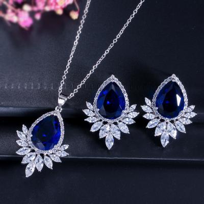 Gioielli di Alta Gamma, Set Collana con Zirconi Catena, Set di Gioielli per Banchetto Nuziale da Cena Sposa.