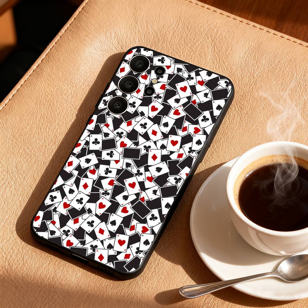 A-Ace of Spades Poker Phone Case For Samsung S25,24,23,22,30,21,10,9,Ultra,Plus,Lite,FE Soft Black Case