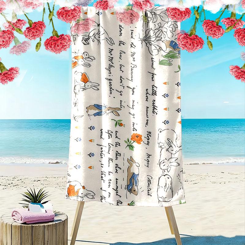 Peter Rabbit Print Beach Towel, Large Soft Quick Dry Towel for Beach Camping Swimming