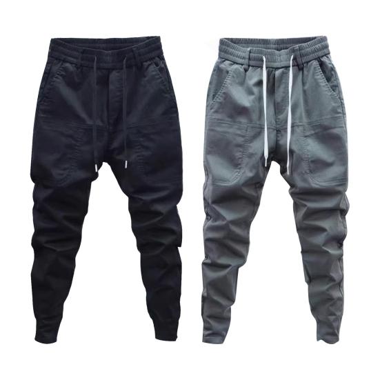 Pánské Cargo Kalhoty Volné Stahovací šňůrka na kotníky Pružný pas Jednobarevné Více kapes Fitness Streetwear Outdoor Cestování Sportovní kalhoty