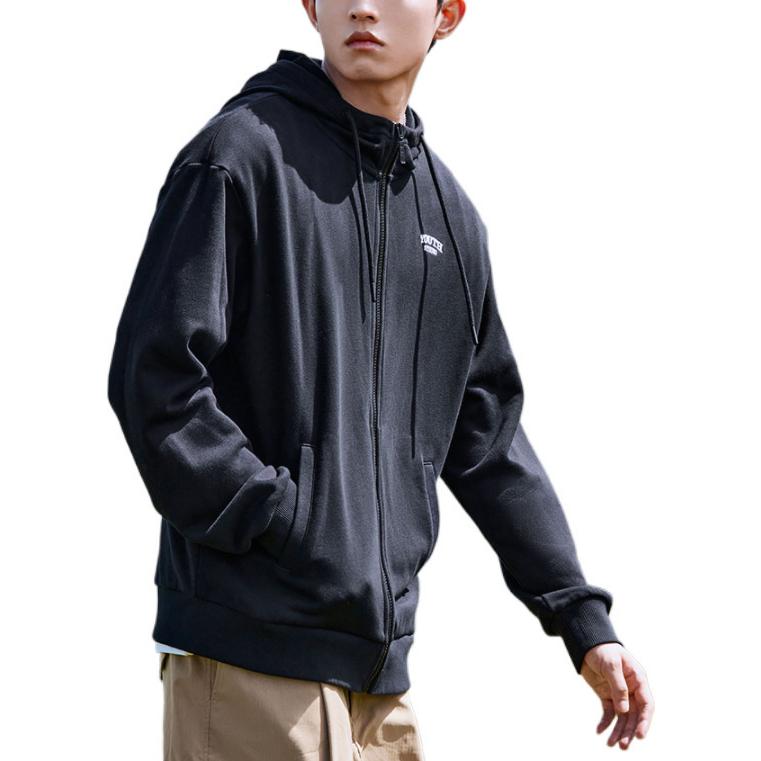 ANTA Life Collection Sweatshirts Unisex Black Hooded Moderate Cardigan 952238719-4