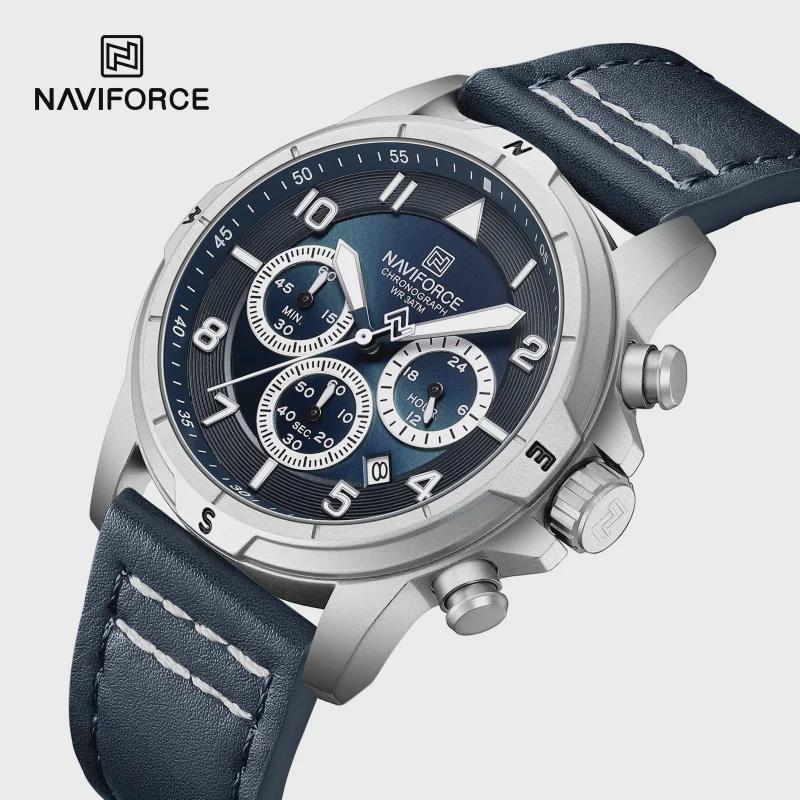 Mens Leather Watch Multifunction Chronograph Date 24H Display Luminous Wateproof Analog Wrist Watches