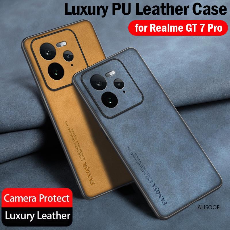 Matowe Etui ze Skóry PU dla Realme GT 7 Pro Case Matowa Plastikowa Odporna na Wstrząsy Tylna Pokrywa dla Realme GT7 Pro Cover