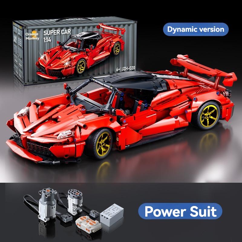 Non-Toxic New Red Racing Car Building Blocks Model Creative Technical Moc Assembly Desktop Collectible Birthday Halloween Christmas Gifts