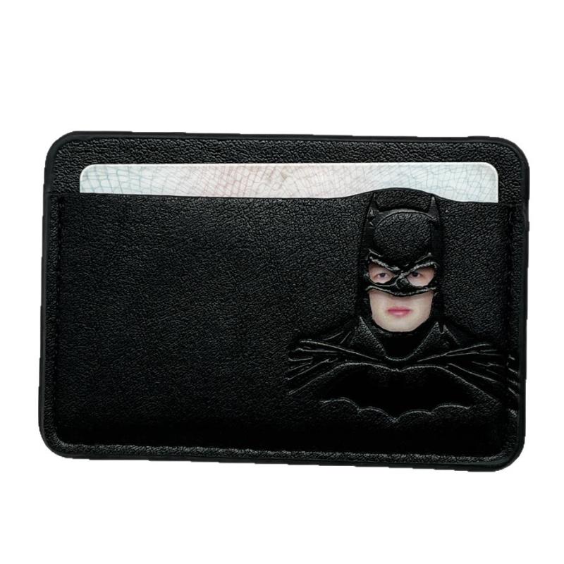 Bat Id Wallet Slim Leather Card Holder Case Wallet With Hero Mask Creative Anniversary Birthday Gift For Dad Husband