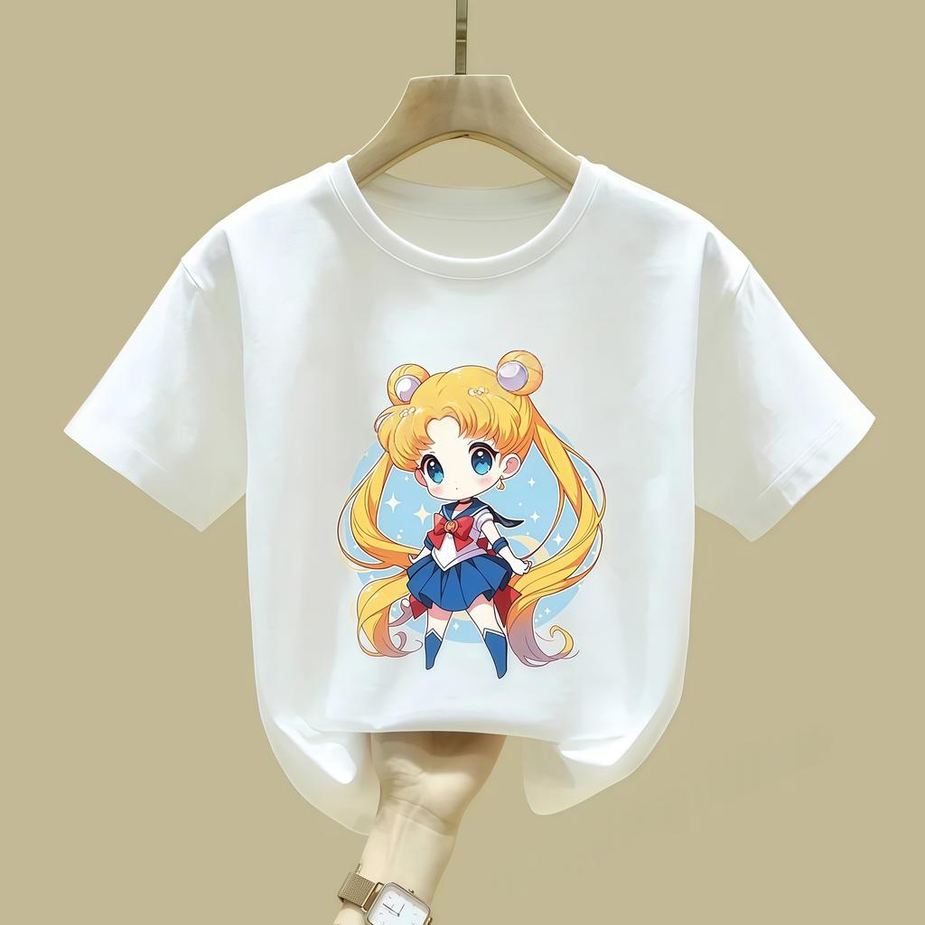 Maglietta Sailor Moon Bambini Ragazza Ragazzo Vestiti Estivi Neonato Cotone Magliette Stampa Manica Corta Top Bambini Toddler Anime Magliette Regalo