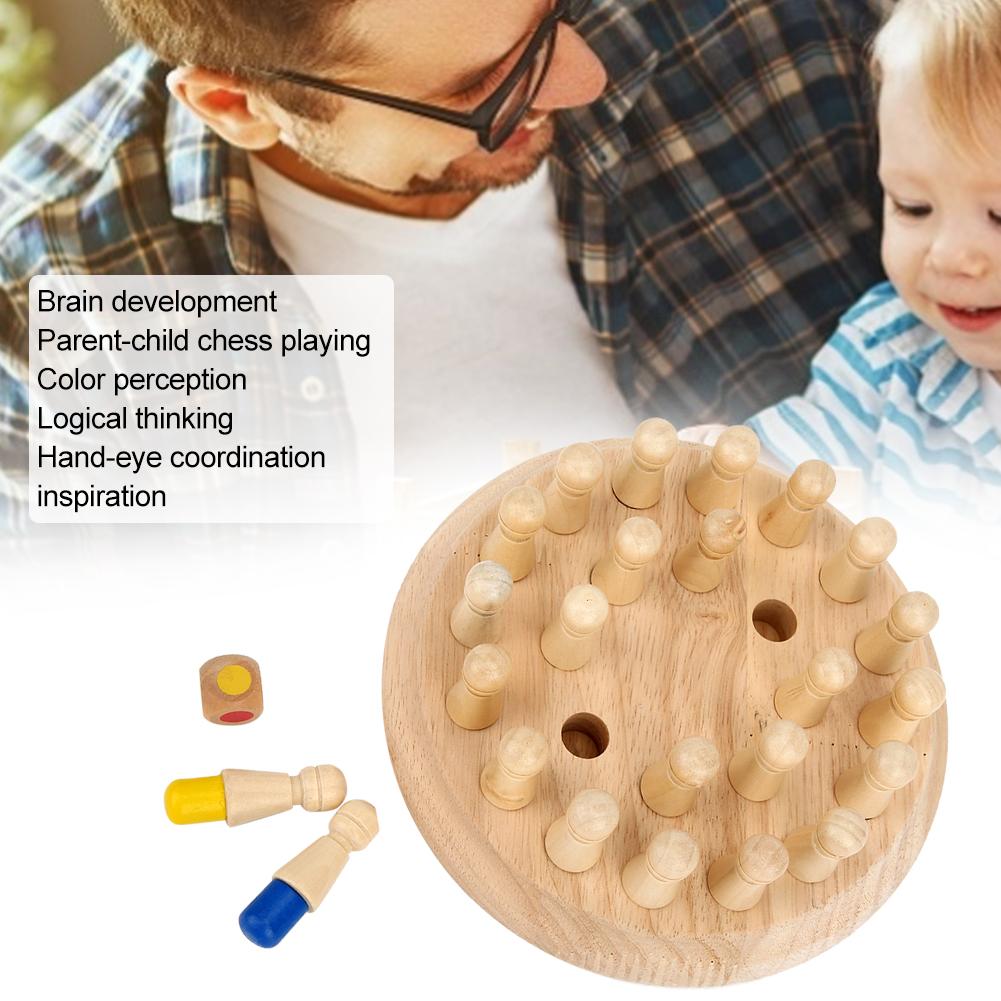 Dřevěná Memory Match Chess Game Stolní vzdělávací dětská stolní hra