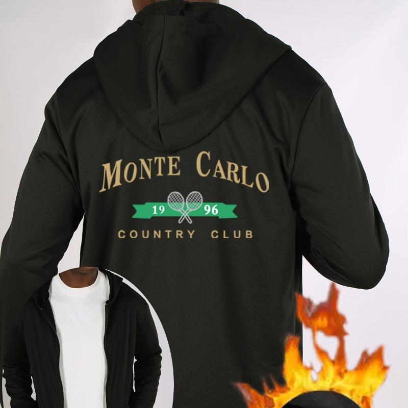 

Куртка с капюшоном на молнии Monte Carlo с флисовой подкладкой, Ветрозащитная Прочная Теплая, Повседневное Универсальное Пальто XXL чёрный