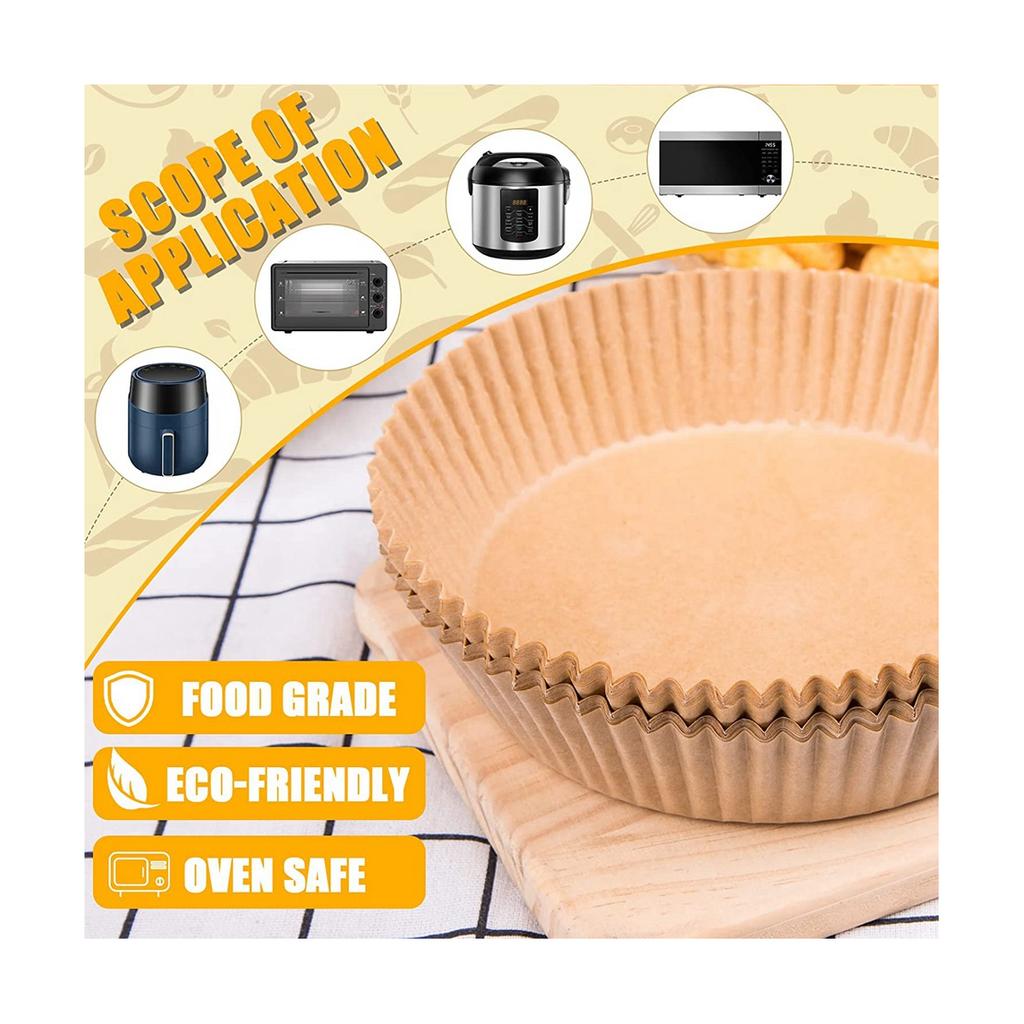 Air Fryer 100 Pcs Round Paper Liners Disposable for 5 To 8 Qt Basket, 7.9 Inch Non-Stick Oil-Proof Parchment Paper