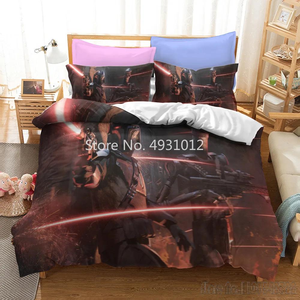 Anime 3D Printed Warrior Mandalorian Child Bedding Set Baby Duvet Cover Sets Bedclothes Twin Single King Kids Adult Gift