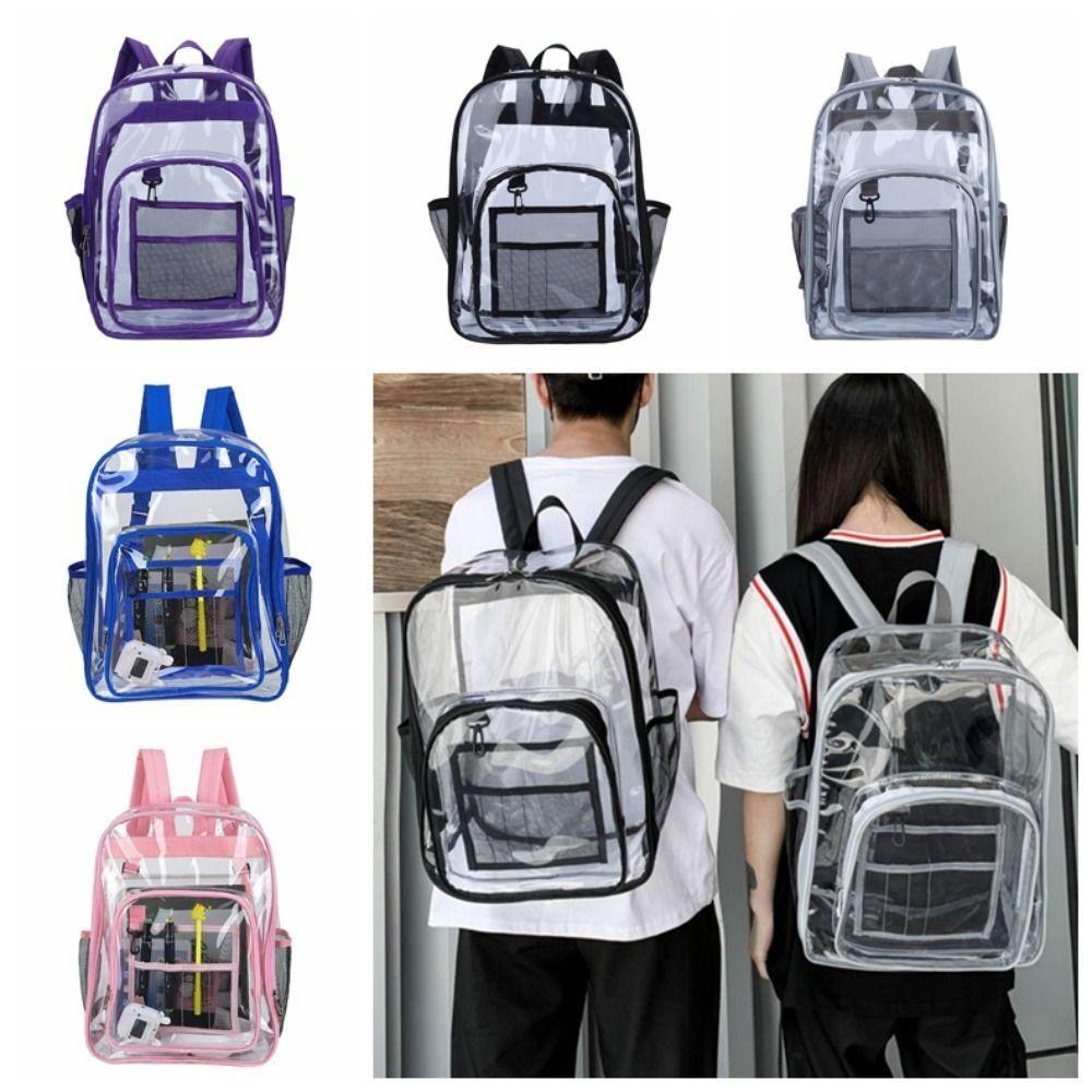 PVC Students School Bag Waterproof Clear Shoulder Bag Casual Transparent Backpack  Outdoor