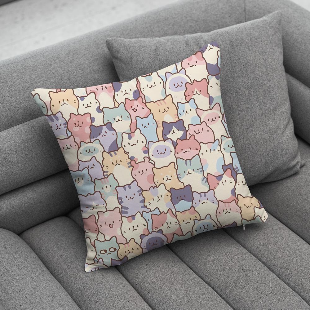 Cute Cat Print Pillow Case Soft Cushion Cases for Farmhouse Sofa Decor Home Decorations and Protector