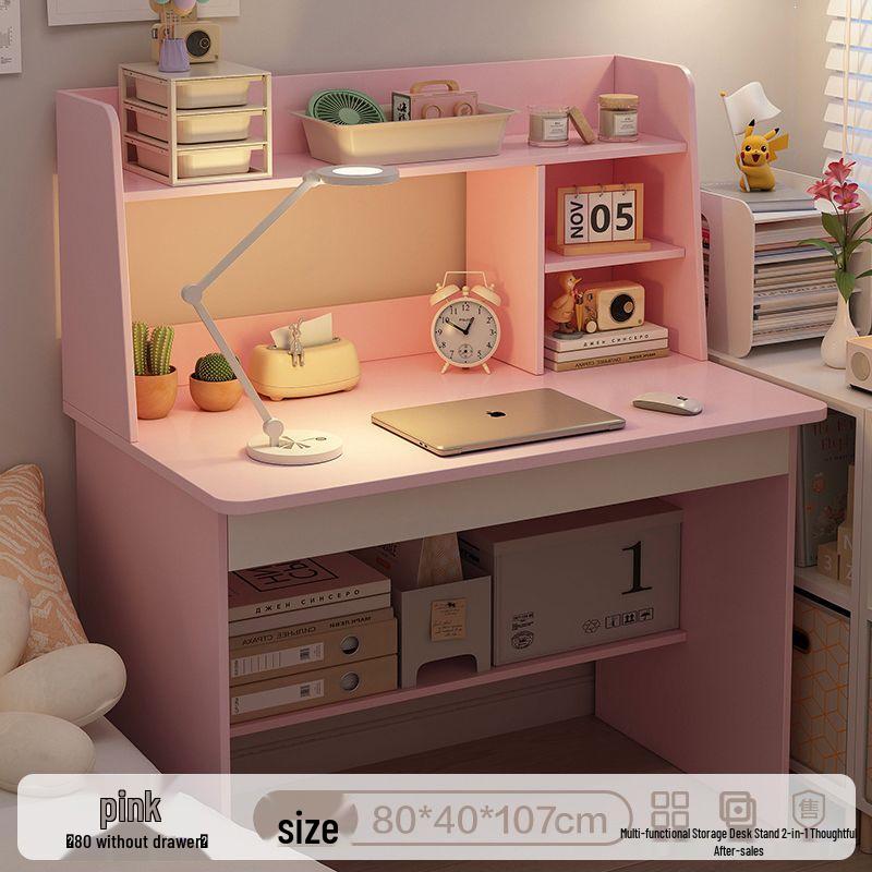Multifunctional Student Desk with Bookshelf for Homework and Study in Bedroom or Dorm