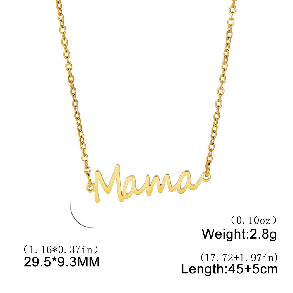Collana con ciondolo a forma di lettera "Mama" per donna, in acciaio inossidabile, girocollo, alla moda, regalo per la festa della mamma.