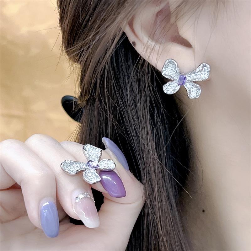 Phantom Graff Purple Diamond Butterfly Set: Ring, Necklace & Earrings