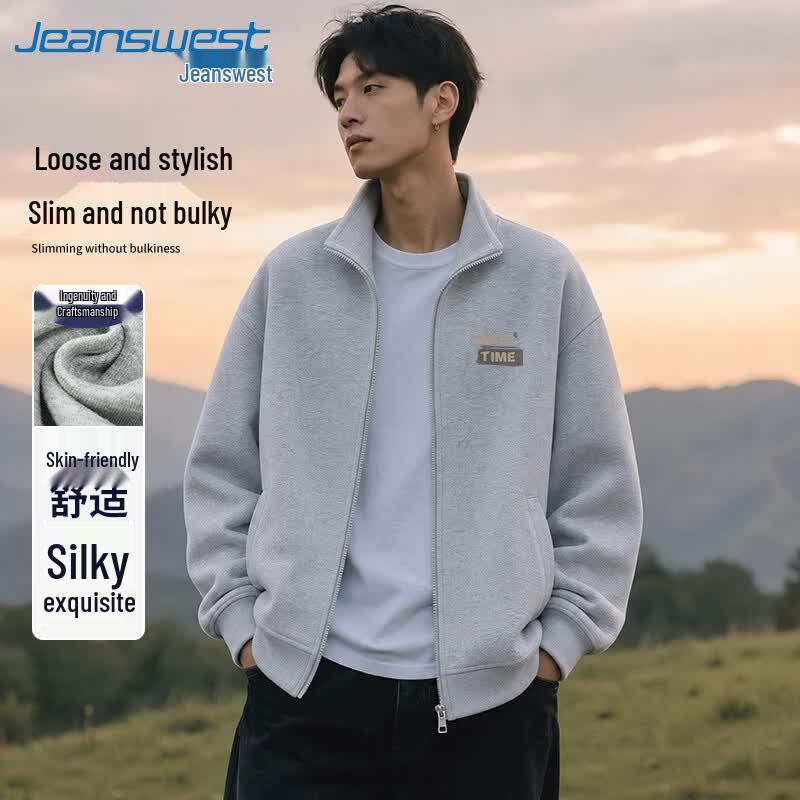 Jeanswest Men s Heavyweight Stand-Up Collar Zipper Cardigan Jacket M
