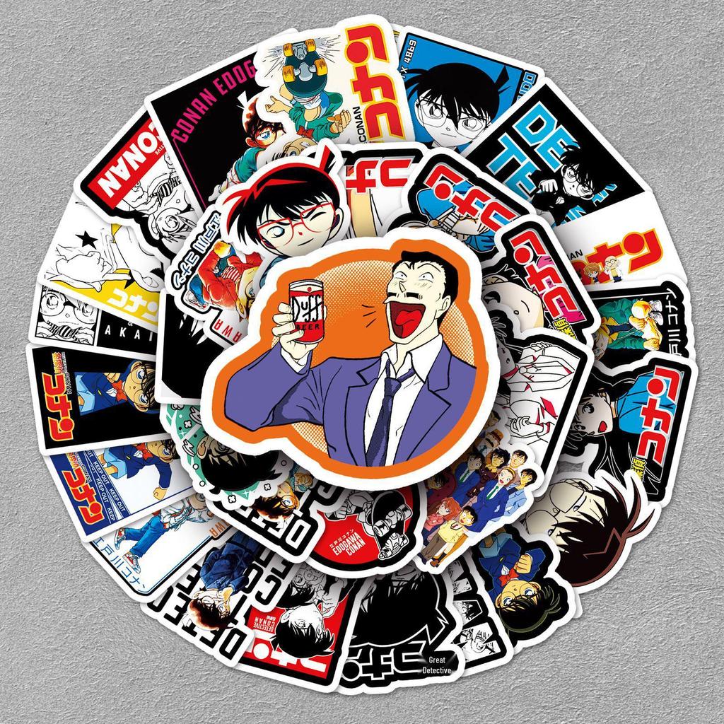 50 Japanese Anime Conan Character Waterproof Motorcycle Stickers - 50 Sheets of Creative Graffiti Style Decor.