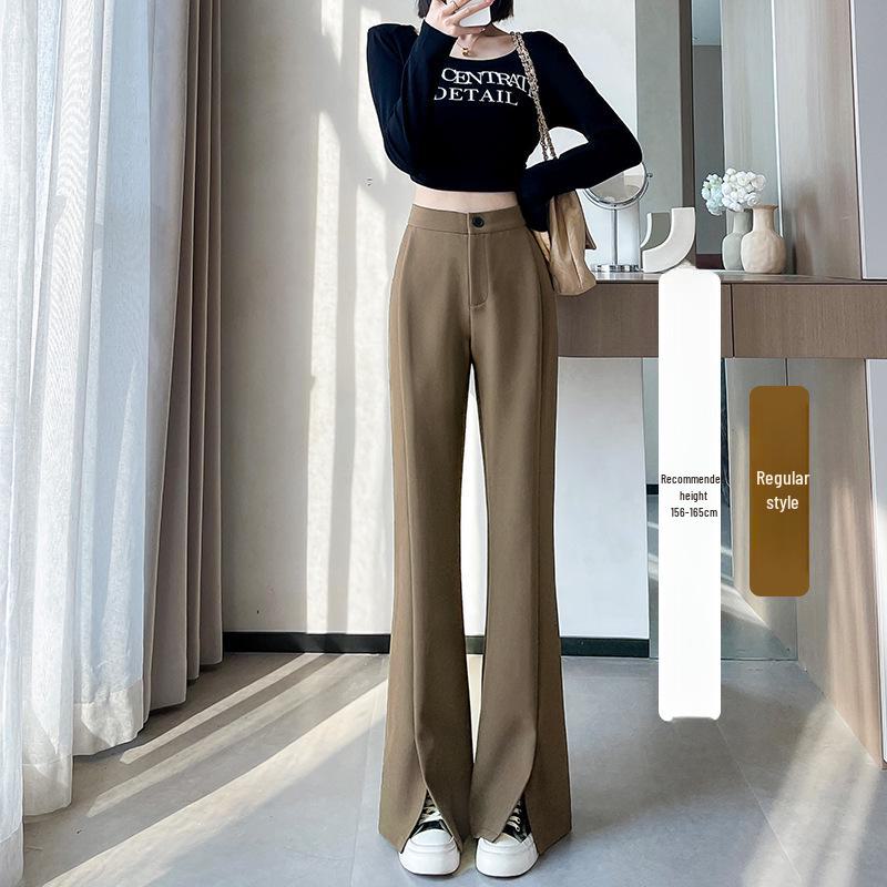 Women's High-Waist Black Flared Suit Pants - Slim Fit, Wide Leg, Spring 2024 Collection