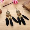 Vintage Feather Bohemian Earrings With Alloy Carving For Women Festival And Daily Use