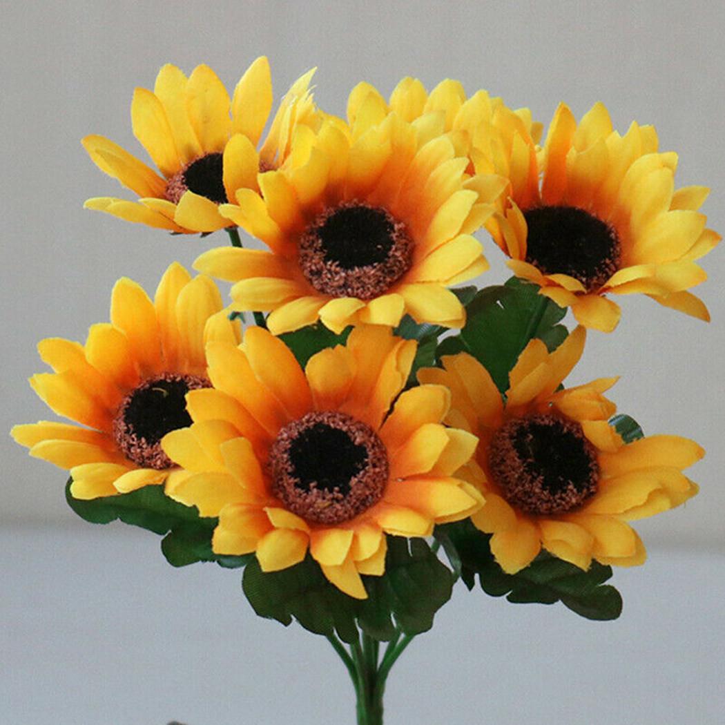 

13 Head Artificial Sunflower Bouquet Decor Floral 1 Bunch Flower Garden Home Hotel Office Outdoor Plants Props New золотий