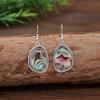 Vintage Silver Color Metal Geometry Inlaid with Imitation Abalone Shell Multicolour Stones Dangle Earrings for Women
