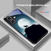 Księżyc i Wilk Dla Apple iPhone 16E 16 E 11 13 15 P ro 14 Pro Max 12 Mini 7 8 Plus XR XS Czarne etui na telefon z hartowanego szkła