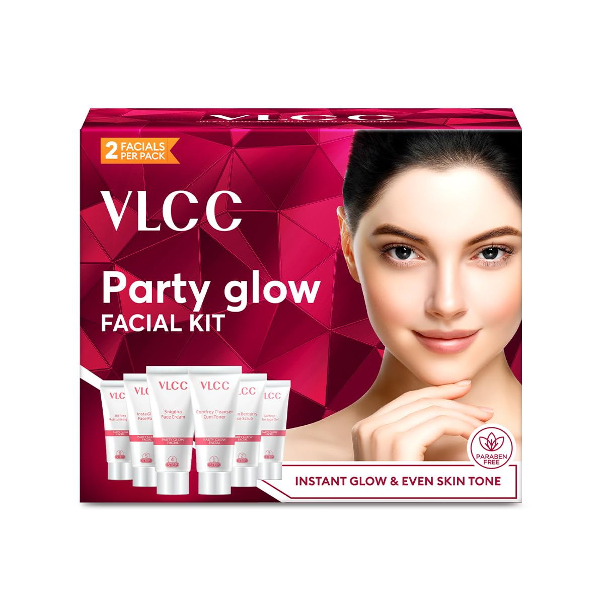 

VLCC Party Glow Facial Kit 60 g Intense Radiance Facial Care For Clear Bright Skin And Special Occasion At Home Use