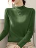 Women Mock Neck Knit Sweater Solid Color Long Sleeve Slim Fit Pullover Basic Layering Jumper Autumn Winter 2025