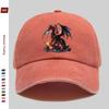 Pc Baseball Cap with Red Dragon Standing On Flaming Rock Pattern Print Fashionable Casual Fire Dragon Print Design Golf Cap H