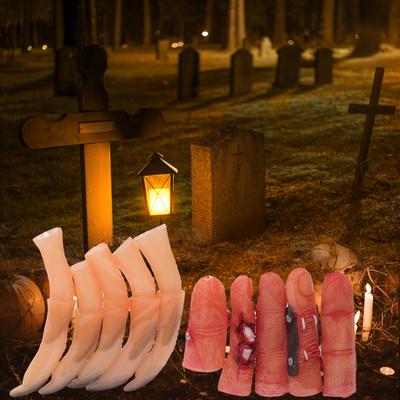 10PCS Halloween Fake Fingers Set Spooky Scary Witches Nails for Cosplay Party Prank Toys for