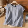 2026 Summer New Arrival: Retro Artistic Plus Size Cotton Linen Short Sleeve Loose Top