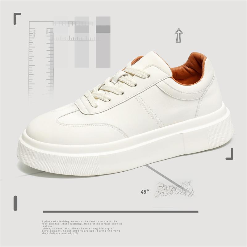

Off-AFT autumn casual board shoes versatile little white shoes leather surface thick sole heightening breathable soft sole shoes trendy shoes Y-2 39 белый