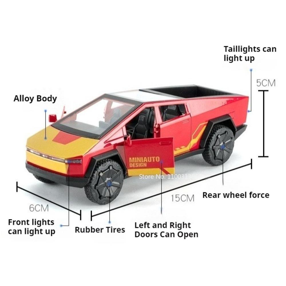1:32 Pickup Truck Alloy Toys Cars Diecast Models Wheel Pull Back Miniature Police Car Rubber Tires Off-road Toy Home Decoration