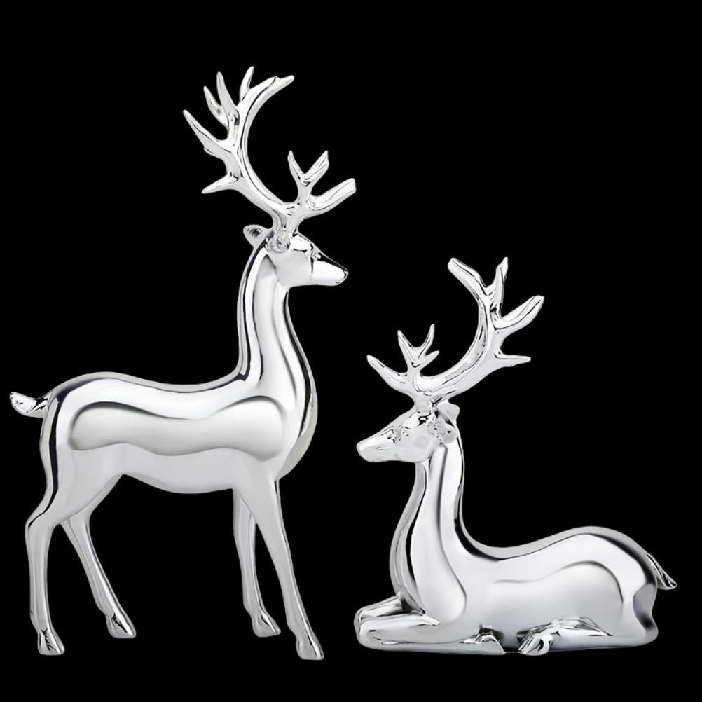 Nordic Christmas Deer Electroplating Resin Double Deer Set Home Office Desktop Decoration High Quality Resin Home Decoration
