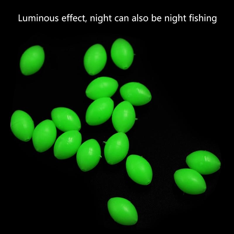 900PCS Oval Green Plastic Luminous Fishing Beads Glowing Sink Beads For Treble-Hook Fishing Rigs Fishing Lures Tackle