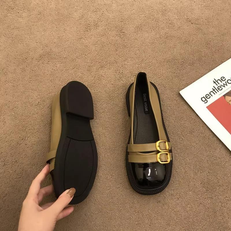 Spring and Summer Footwear Plus Size Retro Leather Shoes Joker One Pedal Flat Shoes Women's Shoes
