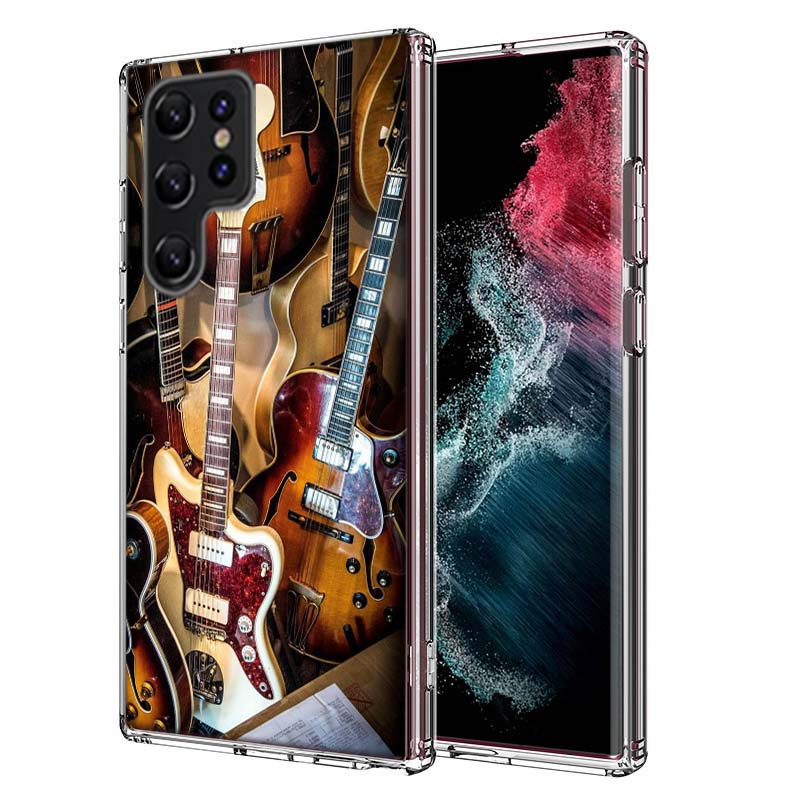 Capa de Celular Elétrica Retro Rock Music Para Samsung S25 Edge S24 FE Galaxy S21 S20 FE S23 S22 Ultra S10 Plus S10E Capa Transparente