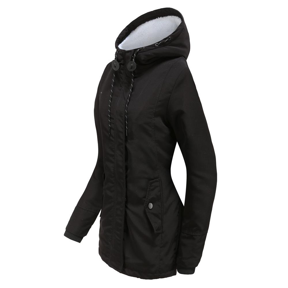 Parker Women's Hooded Lambswool Cotton Jacket - Fleece-lined, Autumn/Winter European Size Coat