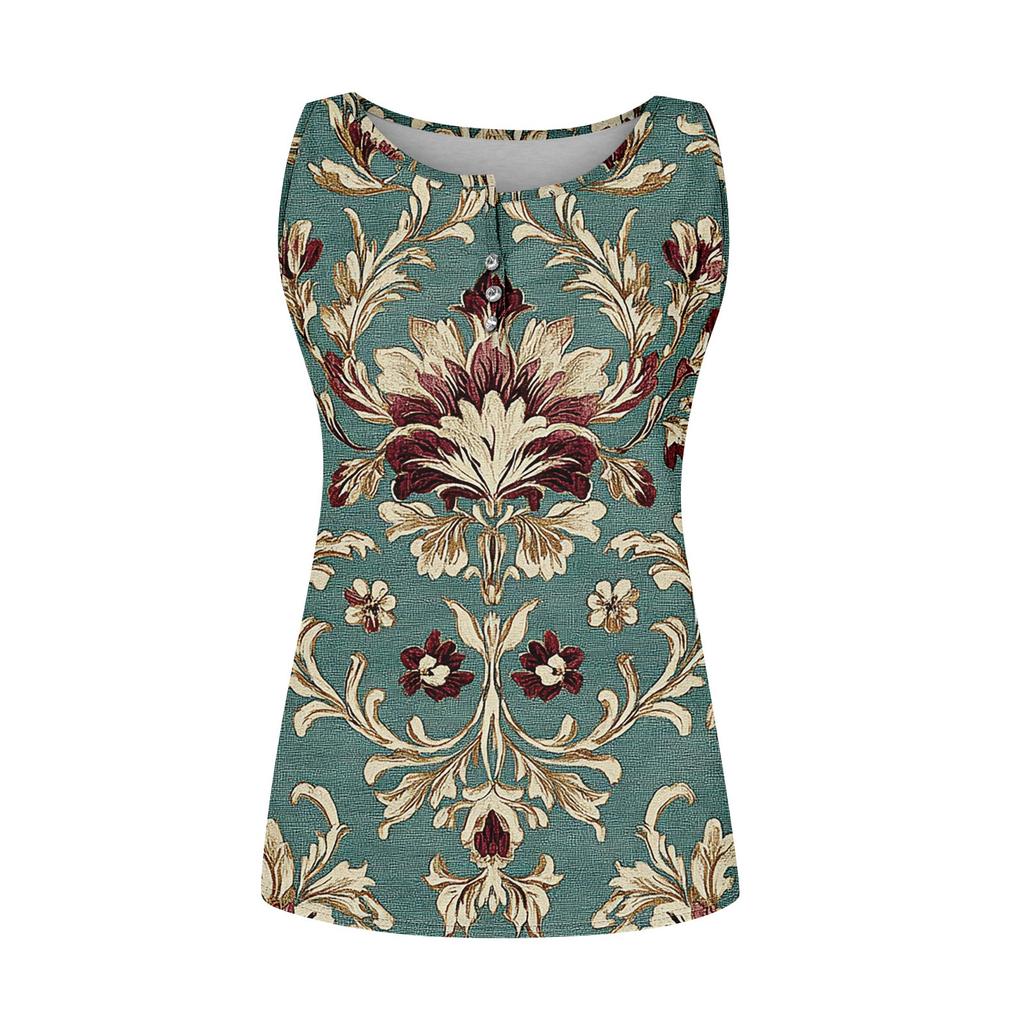 Naiste vabaaja V-kaelusega trükitud varrukateta vestid