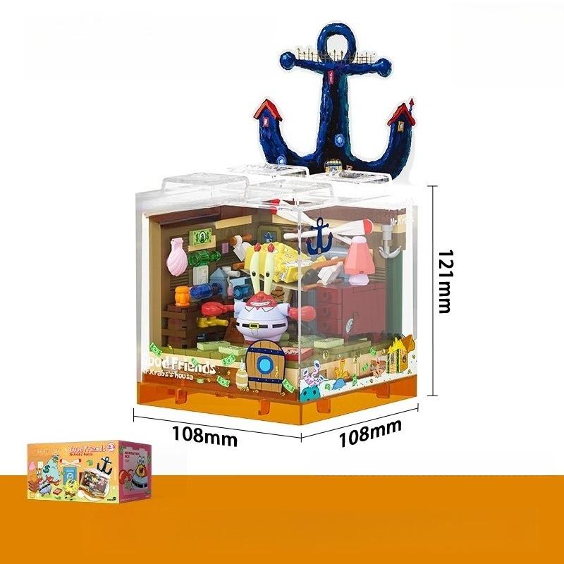 Spongebob Pineapple House Building Blocks Creative Puzzle Handmade Assembled Restaurant Trendy Toy Model Ornament Gift