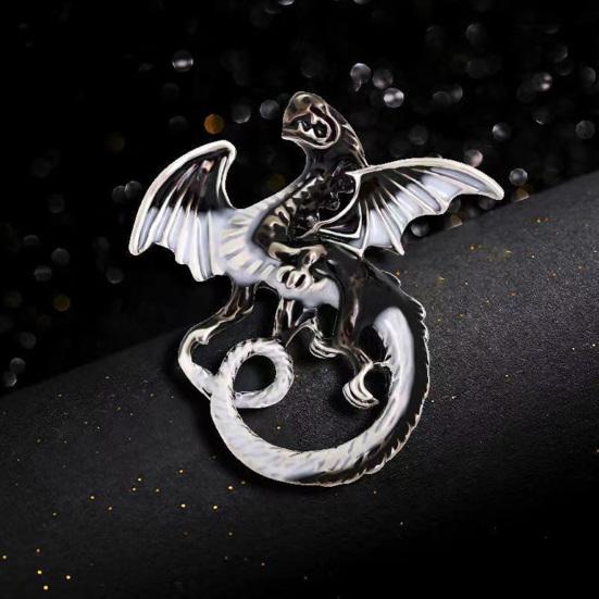 Winged Dragon Brooch Retro Colorful Dragon Brooch Pin Decorative Alloy Lapel Pin Clothes Accessory for Backpack Hats Jackets Decoration