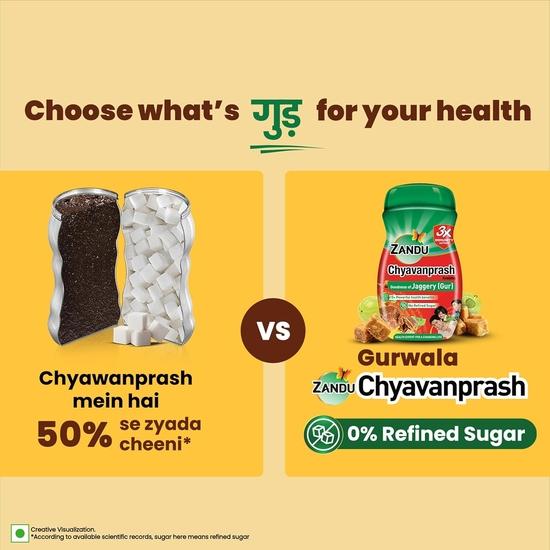 Zandu Chyawanprash (900g) | Made with Jaggery (Gur) | No Added Sugar | Supports Immunity, Respiratory & Digestive Health
