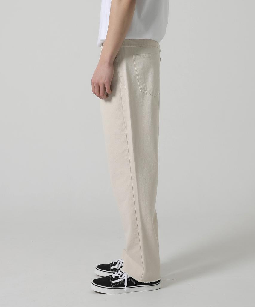 Jikeulib Cut-Off Hem Beige Straight Cotton Pants