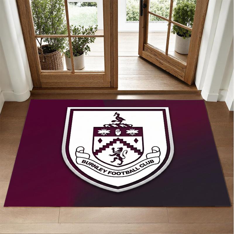 Burnley Football Design Crystal Velvet Rug Soft Decorative Mat for Bedroom Entrance