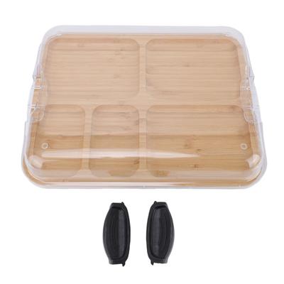 Charcuterie Board with Clear Lid 5 Sections Wooden Cheese Board for Serving Picnics
