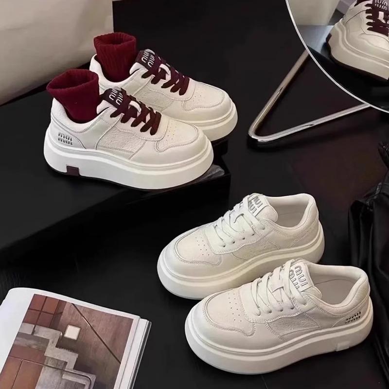 European version of thick-soled leather little white shoes women's 2025 autumn new heightening board shoes, lightweight and versatile sports and leis
