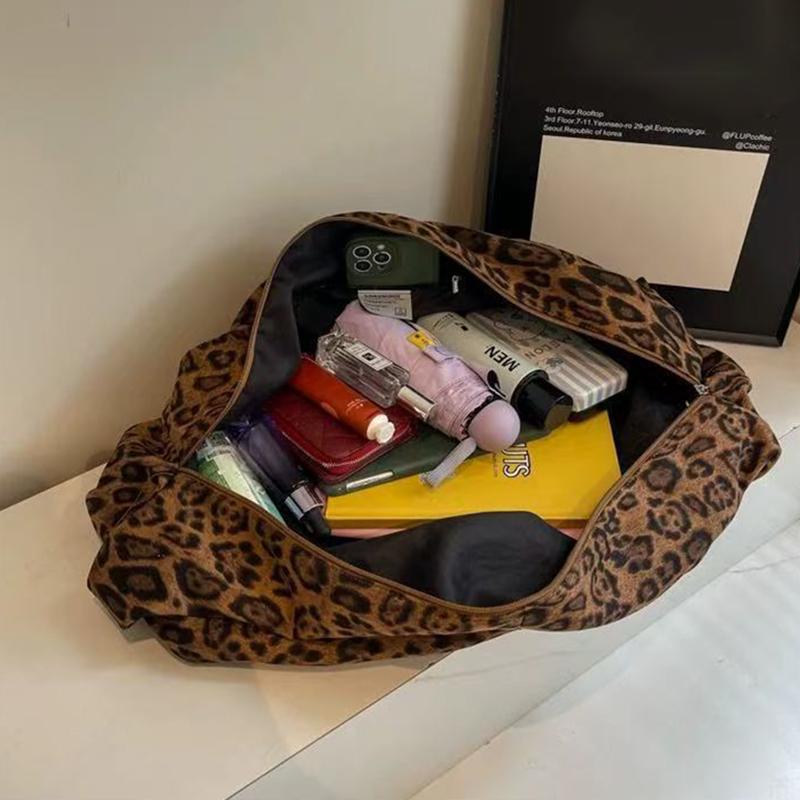 Yogodlns Large Leopard Shoulder Bags Women Fashion Big Packages Lazy Style Hobo Bags Autumn And Winter Leisure Or Travel Bags