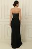 Beaded Embroidered Underwire Transparent Flounce Front Slit Lined Long Dress